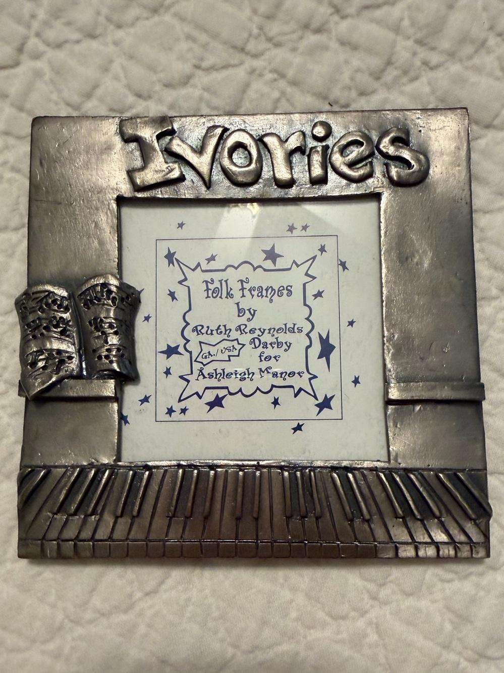 1997 pewter Piano Ivories picture Folk Frame USA